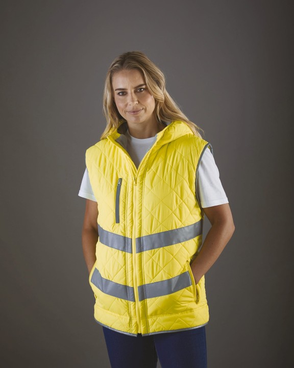 Jas YOKO Kensington - Hi-Vis bodywarmer met capuchon voor bedrukking &amp; borduring