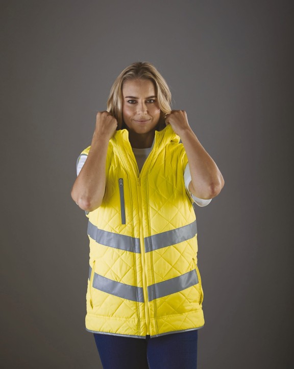 Jas YOKO Kensington - Hi-Vis bodywarmer met capuchon voor bedrukking &amp; borduring