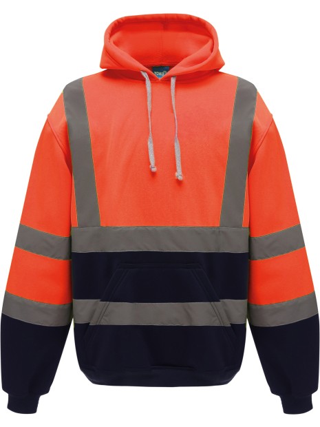 YOKO Sweatshirt capuche haute visibilité HI VIS ORANGE/MARINE personnalisable