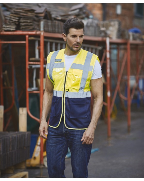 YOKO Top Cool - Hi-Vis mesh executive waistcoat Warnweste personalisierbar