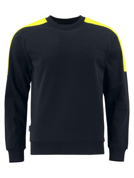 PROJOB 2125 SWEATSHIRT COL ROND BANDES FLUO noir/jaune personnalisable