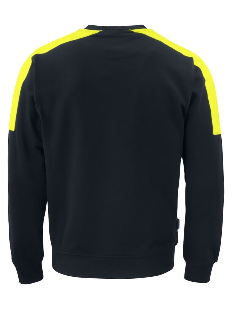 PROJOB 2125 SWEATSHIRT COL ROND BANDES FLUO noir/jaune personnalisable