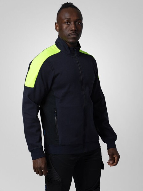 Sweat-shirts à personnaliser PROJOB 2128 SWEATSHIRT PRIO BICOLORE COL ZIP noir/jaune