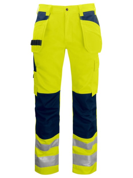 PROJOB 6531 PANTALON POLYCOTON PRIO EN ISO 20471 CLASSE 2 jaune/bleu marine personnalisable