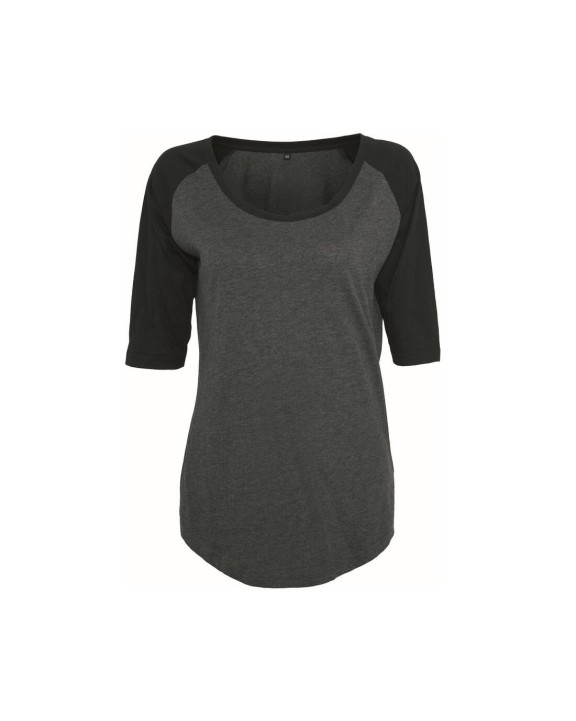 BUILD YOUR BRAND Ladies 3/4 Contrast Raglan Tee T-Shirt personalisierbar