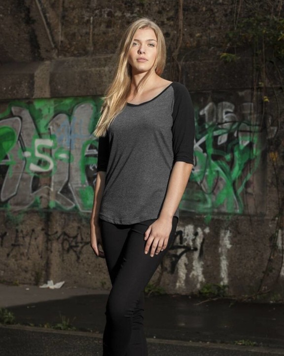BUILD YOUR BRAND Ladies 3/4 Contrast Raglan Tee T-Shirt personalisierbar