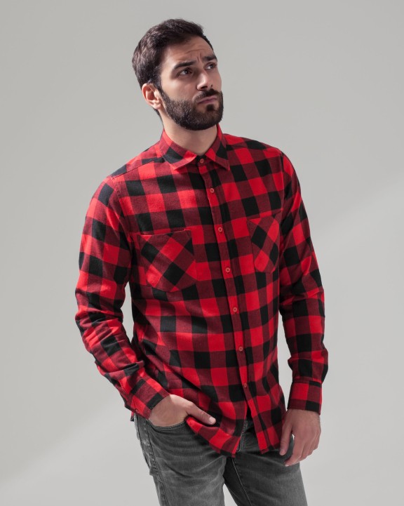 Hemd BUILD YOUR BRAND CHECKED FLANELL SHIRT voor bedrukking &amp; borduring