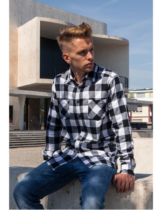 Hemd BUILD YOUR BRAND CHECKED FLANELL SHIRT voor bedrukking &amp; borduring