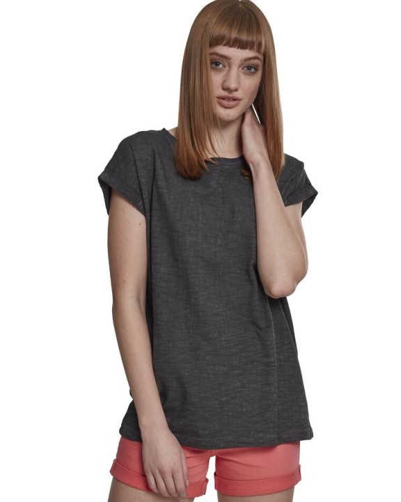 T-shirt BUILD YOUR BRAND LADIES SPRAY DYE 
EXTENDED SHOULDER TEE voor bedrukking &amp; borduring