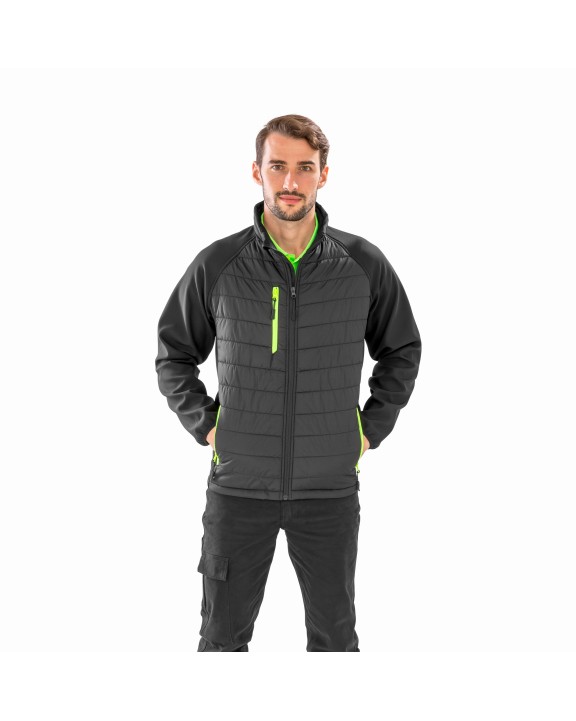 Softshell RESULT Black compass gewatteerde softshelljas voor bedrukking &amp; borduring