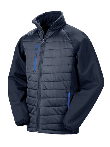 RESULT Veste softshell rembourrée black compass recyclée marine/royal personnalisable