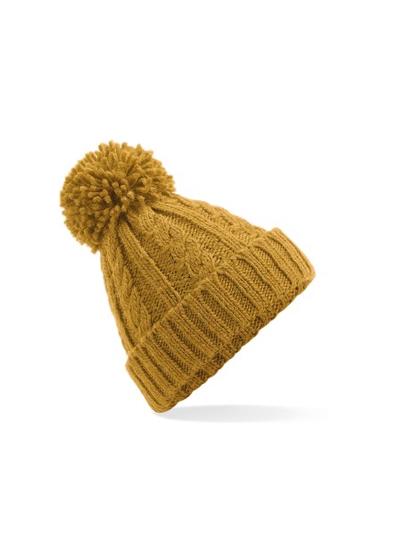 BEECHFIELD CABLE KNIT MELANGE BEANIE MUSTARD personnalisable