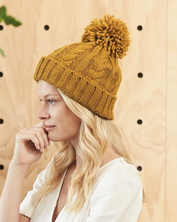 BEECHFIELD CABLE KNIT MELANGE BEANIE Mütze, Schal & Handschuh personalisierbar