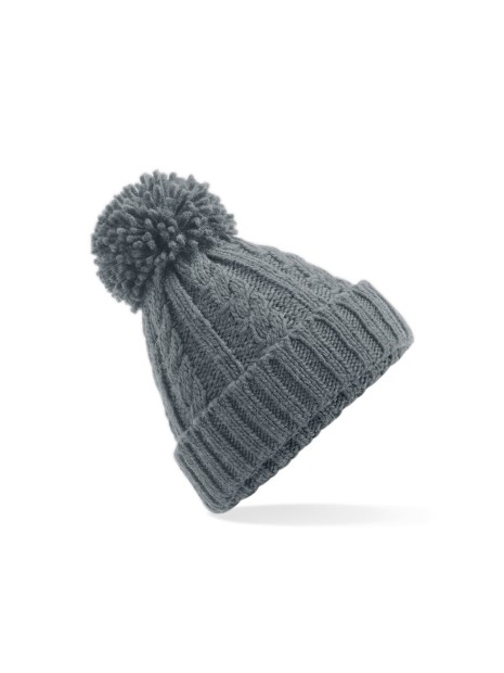 BEECHFIELD CABLE KNIT MELANGE BEANIE gris clair personnalisable