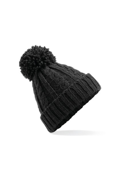 BEECHFIELD CABLE KNIT MELANGE BEANIE noir personnalisable