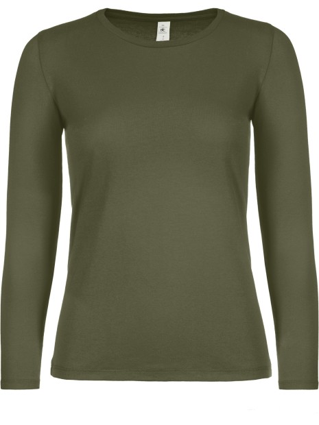 B&C T-shirt manches longues femme #E150 kaki urbain personnalisable