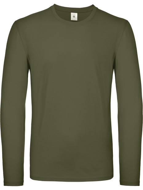 B&C T-shirt manches longues homme #E150 kaki urbain personnalisable