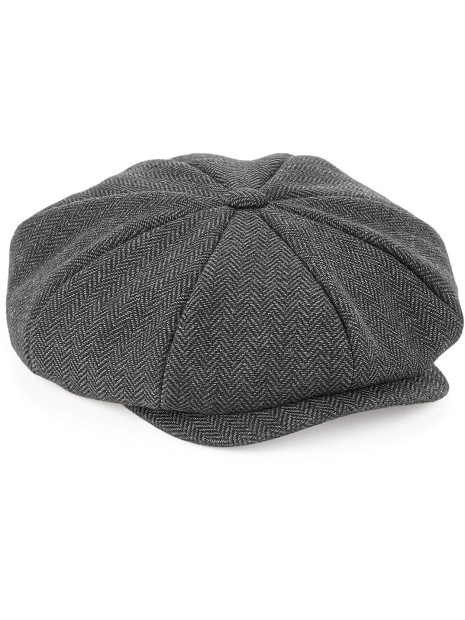 BEECHFIELD Casquette gavroche "Heritage" charcoal herringbone personnalisable