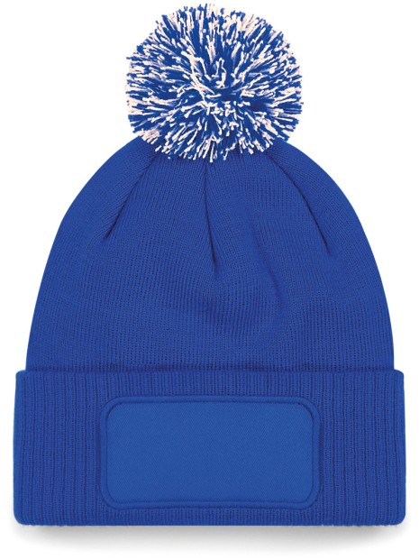 BEECHFIELD Bonnet à pompon patch Snowstar® BRIGHT ROYAL/OFF WHITE personnalisable