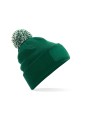 BEECHFIELD Bonnet à pompon patch Snowstar® Bottle Green/Off White personnalisable