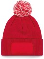 BEECHFIELD Bonnet à pompon patch Snowstar® classic red/off white personnalisable