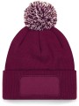 BEECHFIELD Bonnet à pompon patch Snowstar® Burgundy/Off White personnalisable