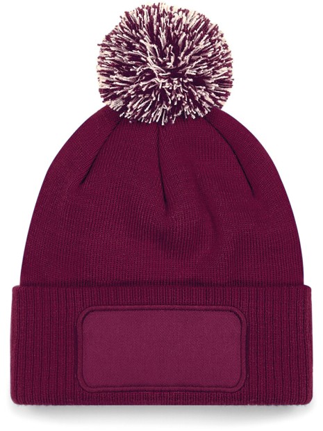 BEECHFIELD Bonnet à pompon patch Snowstar® Burgundy/Off White personnalisable