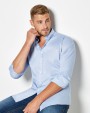 Chemise personnalisable KUSTOM KIT Slim Fit Stretch Oxford Shirt LS