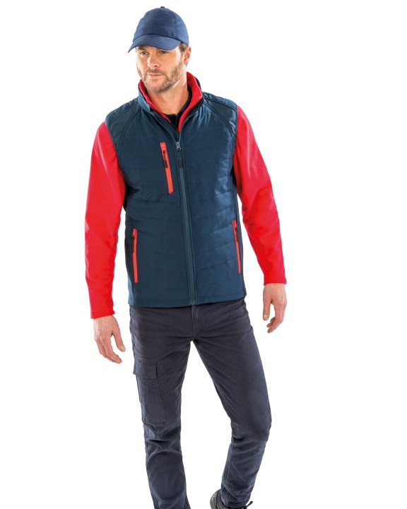 RESULT Black compass padded soft shell gilet Softshell personalisierbar