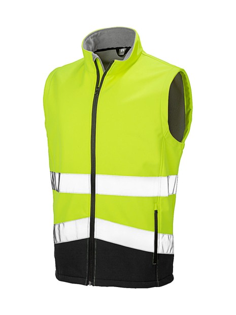 RESULT Gilet softshell High Viz jaune fluo/noir personnalisable