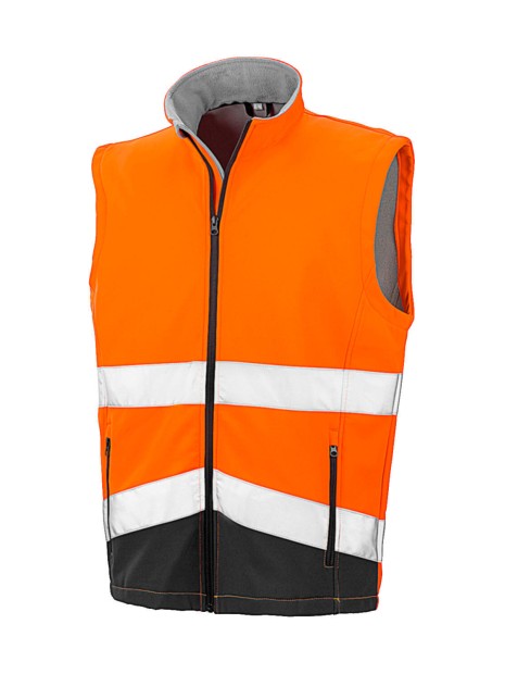 RESULT Gilet softshell High Viz Fluo orange/noir personnalisable