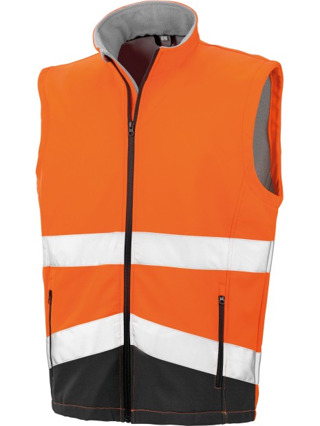 RESULT Gilet softshell High Viz orange fluorescent / noir personnalisable