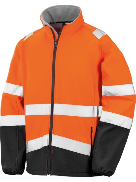 RESULT Veste softshell orange fluorescent / noir personnalisable