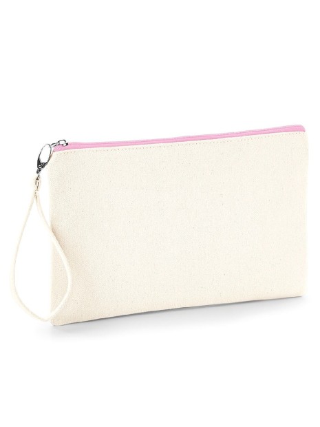 WESTFORDMILL CANVAS WRISTLET POUCH naturel/rose vrai personnalisable