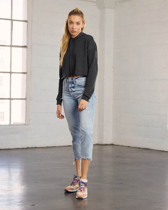 Sweater BELLA-CANVAS Women's Cropped Fleece sweat met capuchon voor bedrukking &amp; borduring