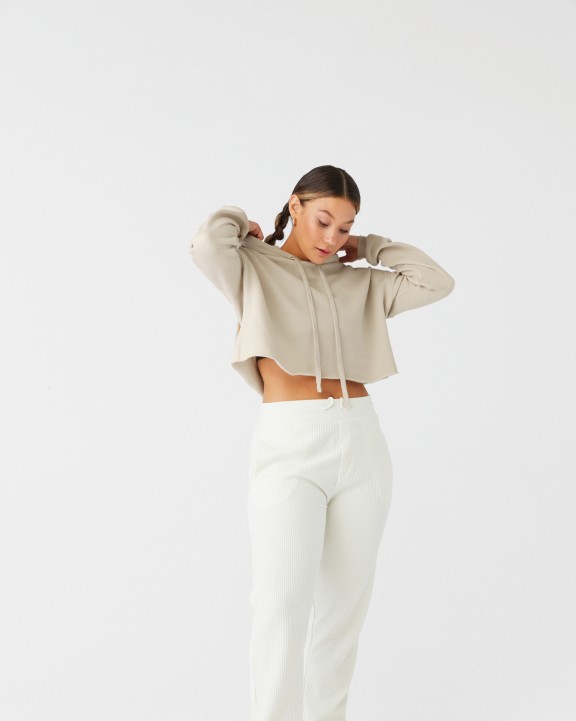 Sweater BELLA-CANVAS Women's Cropped Fleece sweat met capuchon voor bedrukking &amp; borduring
