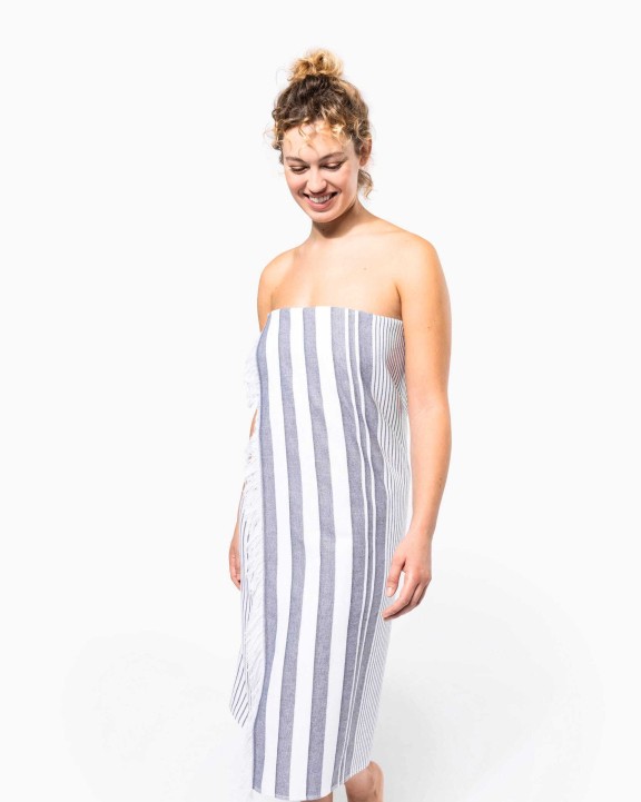 Produit éponge personnalisable KARIBAN Fouta rayée avec franges