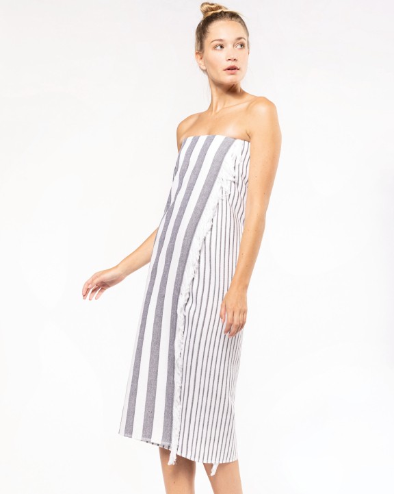 Produit éponge personnalisable KARIBAN Fouta rayée avec franges