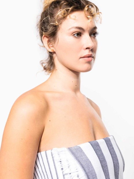 Produits éponges à personnaliser KARIBAN Fouta rayée avec franges 