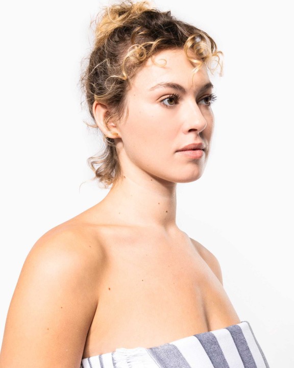Produit éponge personnalisable KARIBAN Fouta rayée avec franges