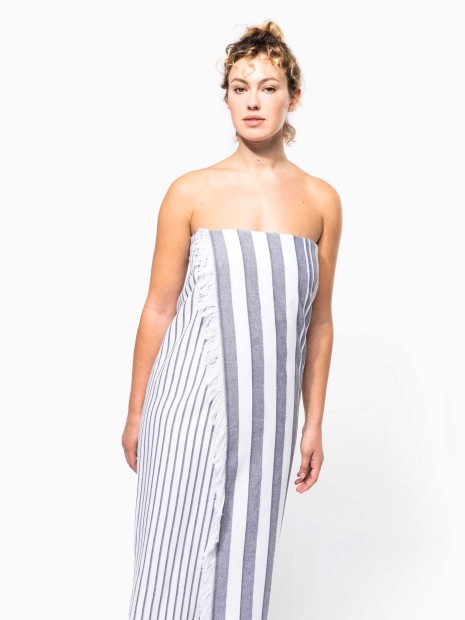 Produits éponges à personnaliser KARIBAN Fouta rayée avec franges 