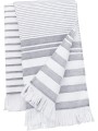 KARIBAN Fouta rayée avec franges white / smoke stripe personnalisable