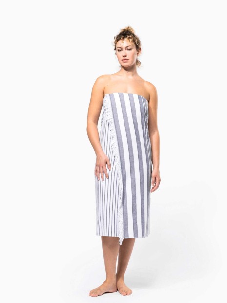 Produits éponges à personnaliser KARIBAN Fouta rayée avec franges 