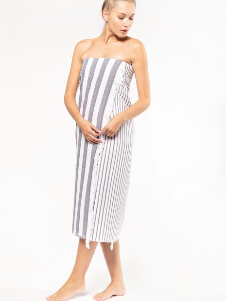 Produits éponges à personnaliser KARIBAN Fouta rayée avec franges 