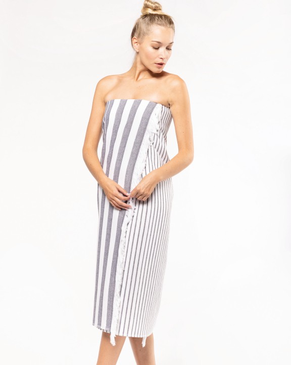 Produit éponge personnalisable KARIBAN Fouta rayée avec franges