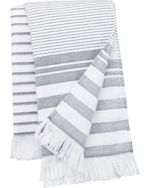 Produit éponge personnalisable KARIBAN Fouta rayée avec franges