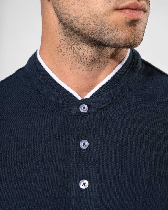 KARIBAN Kurzarm-Polohemd für Herren mit Maokragen Poloshirt personalisierbar