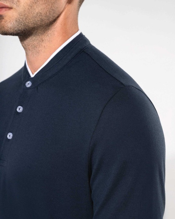 KARIBAN Kurzarm-Polohemd für Herren mit Maokragen Poloshirt personalisierbar