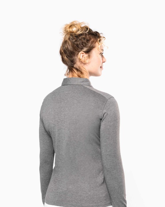 KARIBAN Langarm-Polohemd für Damen aus Jersey Poloshirt personalisierbar