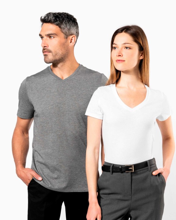 KARIBAN Damen-T-Shirt Supima® mit V-Ausschnitt und kurzen Ärmeln T-Shirt personalisierbar